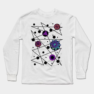 Space Time Continuum | Geometric Blue Red Purple Maurer Roses White Long Sleeve T-Shirt